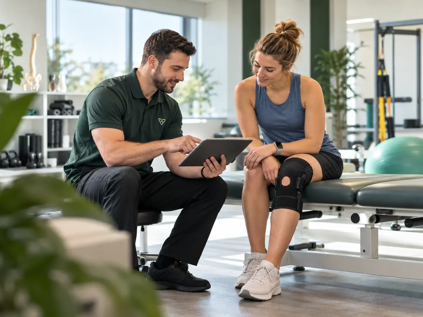 Injurease clinician discussing a coordinated injury recovery plan with a patient in a Sydney rehabilitation clinic.