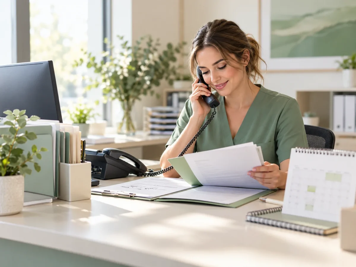 Injurease team member coordinating a referred client appointment and reviewing injury and claim information provided by a legal professional.