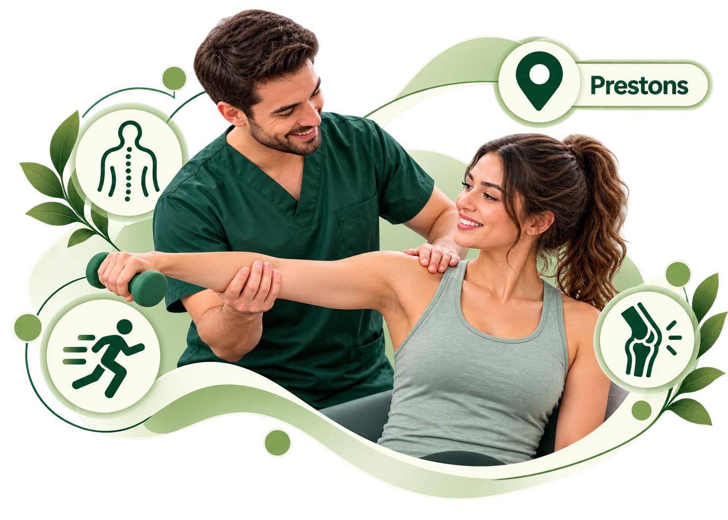 Injurease clinician supporting a patient with guided rehabilitation and injury recovery care at the Prestons clinic.