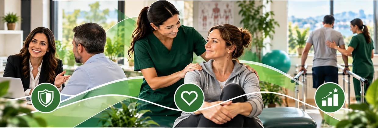Injurease values of integrity, compassion and excellence represented through coordinated injury recovery care and rehabilitation support.