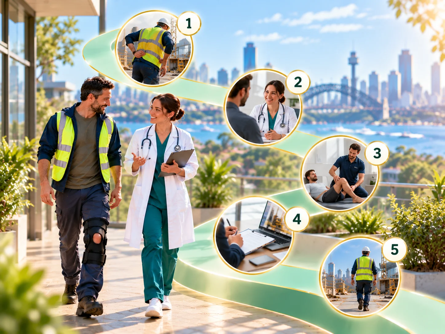 WorkCover recovery pathway from workplace injury assessment and treatment through to a safe Return-to-Work plan in Sydney.