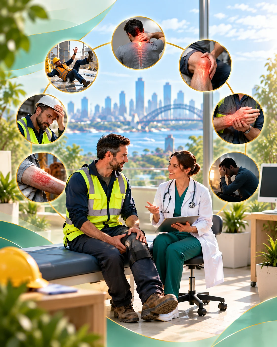 Workplace injury assessment for a worker receiving medical care for a WorkCover injury in Sydney.