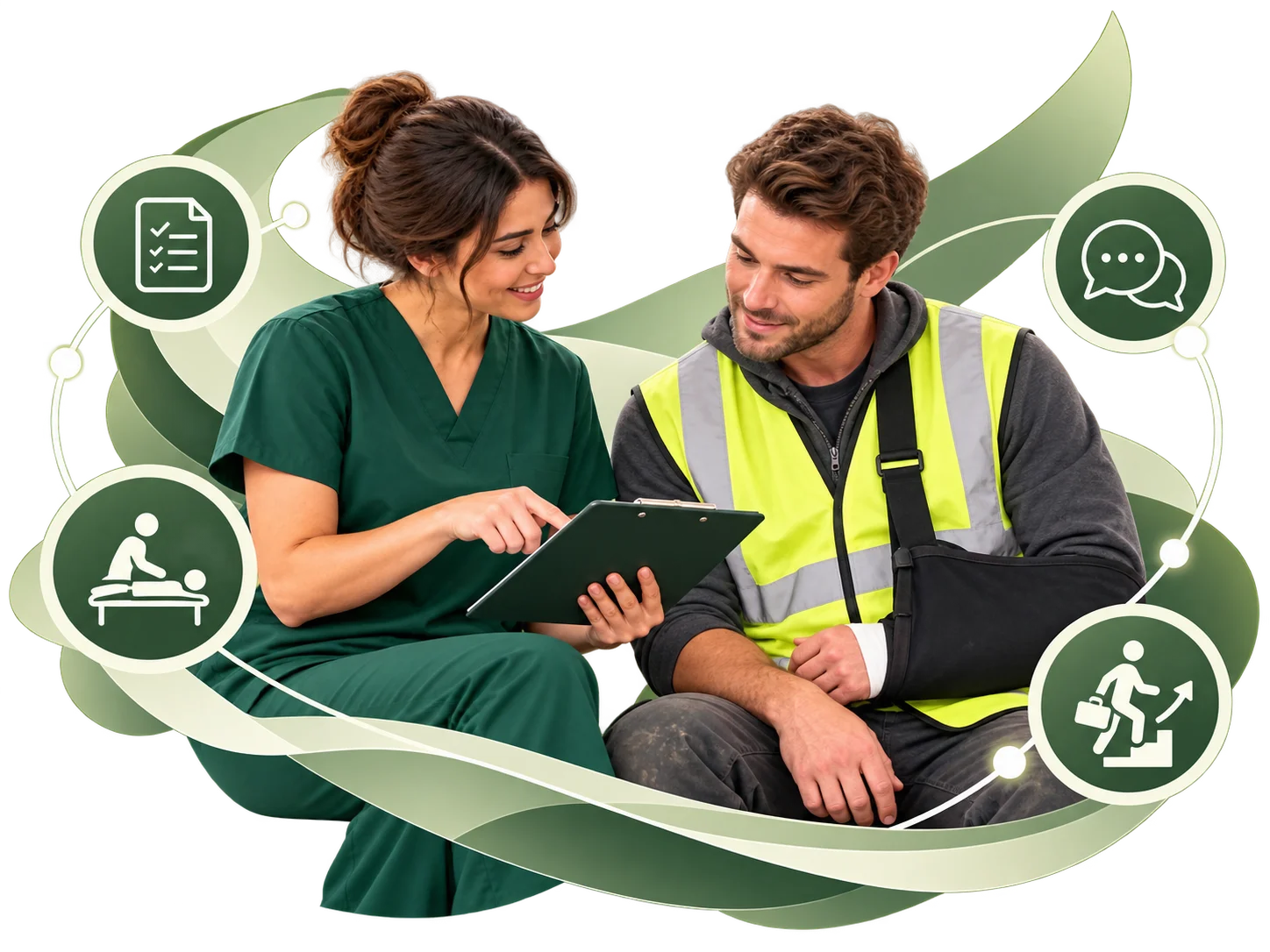 Clinician guiding an injured worker through WorkCover recovery support and medical care at Injurease Recovery Clinic